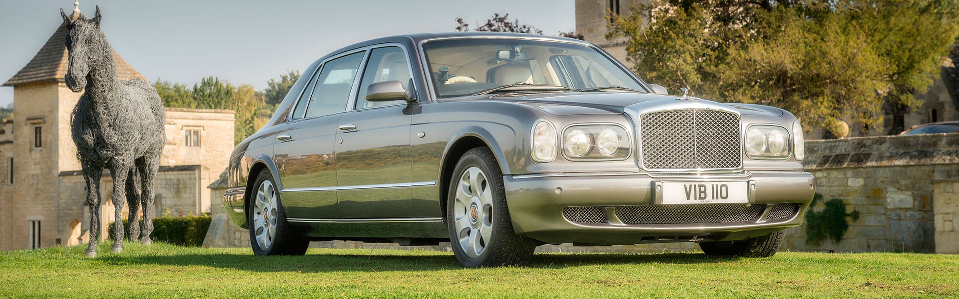 The exterior of the Bentley Arnage wedding car in grey