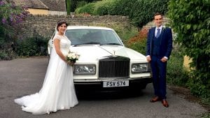 Newly-wed couple Duncan and Katerina with the Rolls-Royce Silver Spur wedding car