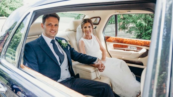 Rhys and Laura in the Bentley Arnage in Blue