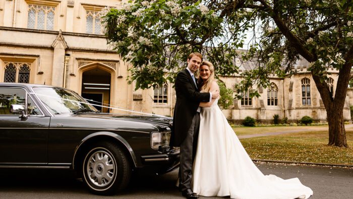 Newly-wed couple, Hilary and Will, with the Rolls-Royce Flying Spur